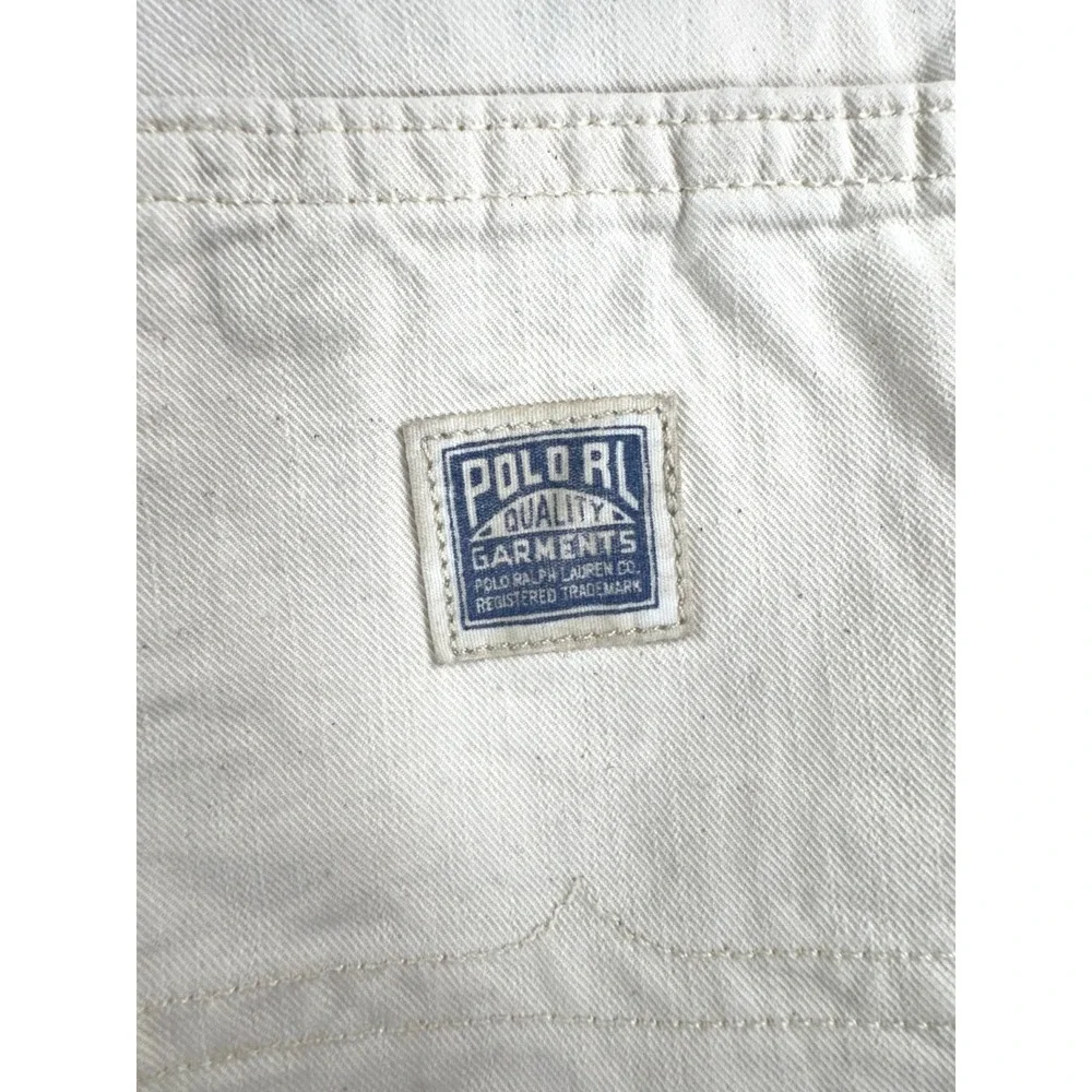 Polo Ralph Lauren Dungaree Shorts sz 36 Off White Paint Splatter Raw Hem